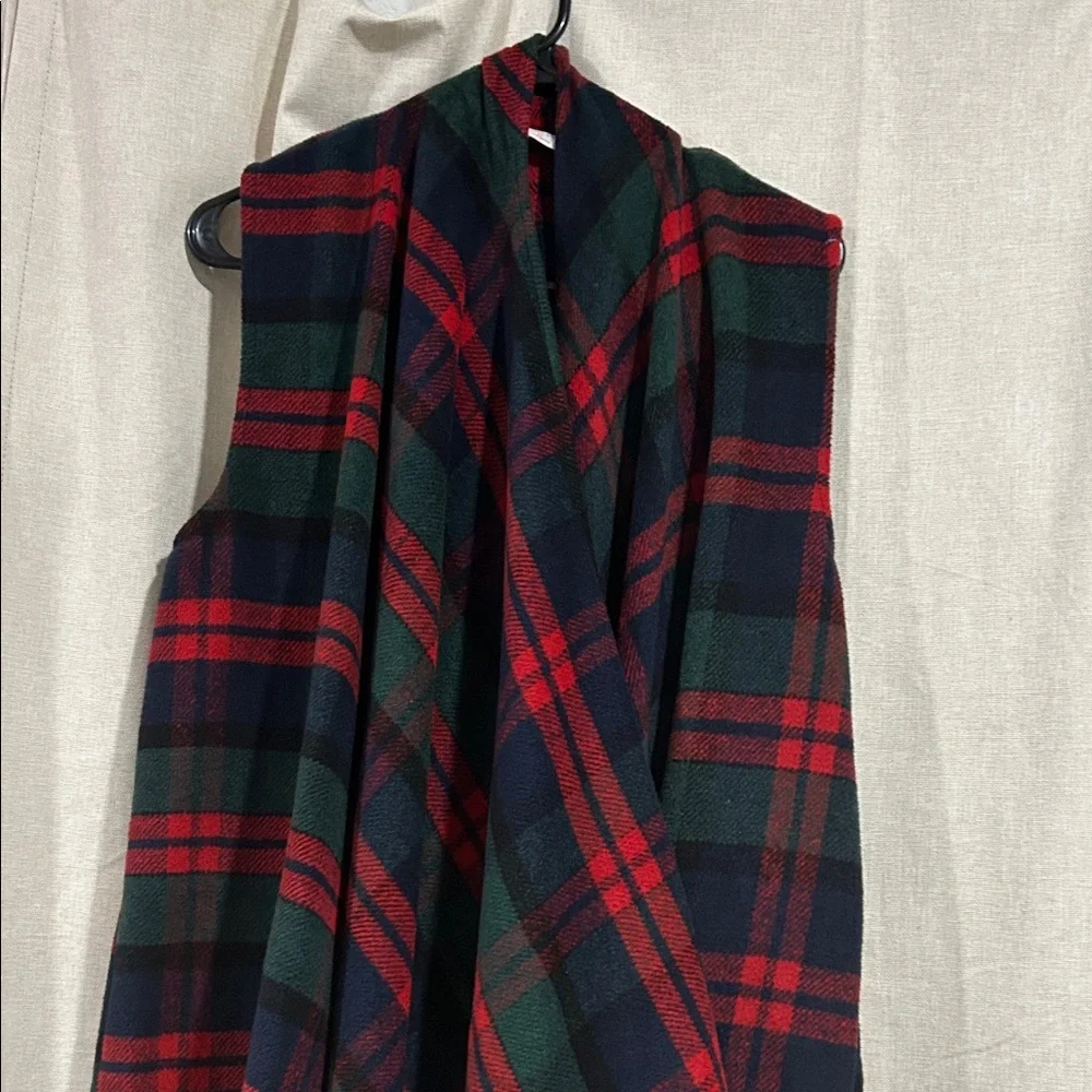 Peach Love California Red and Green Plaid Vest - Picture 1 of 4